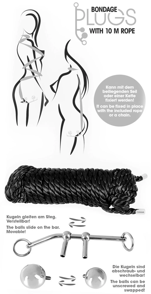 Bondage Plugs With 10 M Rope By You2Toys 7 Bondage Plugs With 10 M Rope By You2Toys - Afbeelding 5