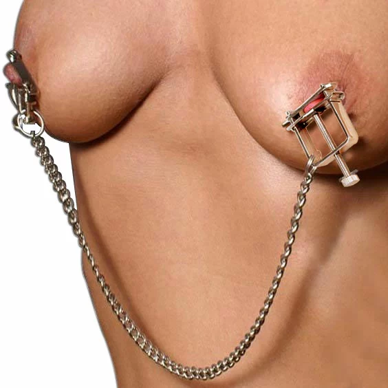 Kiotos Steel Tepelklemmen (per Paar) Met Ketting Van Kiotos 3 Kiotos Steel Tepelklemmen (per Paar) Met Ketting Van Kiotos