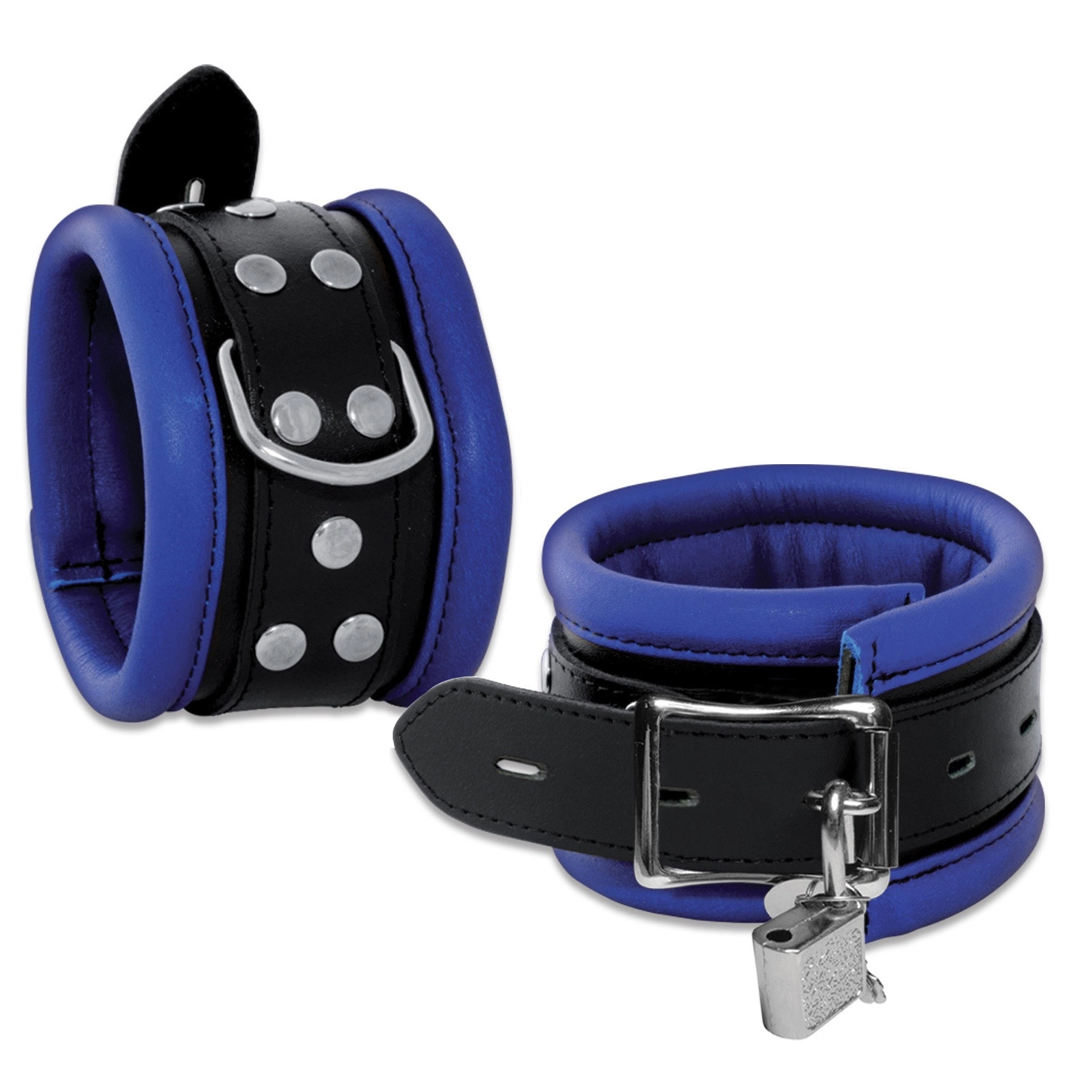 Saxos BDSM Toys Lederen Enkelboeien Zwart/Blauw 65 Mm Hoog Van SaXos 3 Saxos BDSM Toys Lederen Enkelboeien Zwart/Blauw 65 Mm Hoog Van SaXos