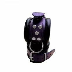 Saxos BDSM Toys Luxe Zwart-Paars Gepolsterde Lederen Enkelboeien - 8 Cm Breed By Saxos