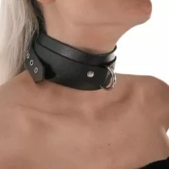Zwart Lederen Halsband Verstelbaar Van 36 Tot 46 Cm Van Ledapol #5212 -Bondage - Boeien Verkoopwinkel le 5212 blk black leather collar 5212 26698 1