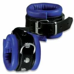 Saxos BDSM Toys Lederen Blauw-zwart Gevoerde 5cm Hals- Pols- En Voetboeienset Van Saxos -Bondage - Boeien Verkoopwinkel os 0100 2b handfessel