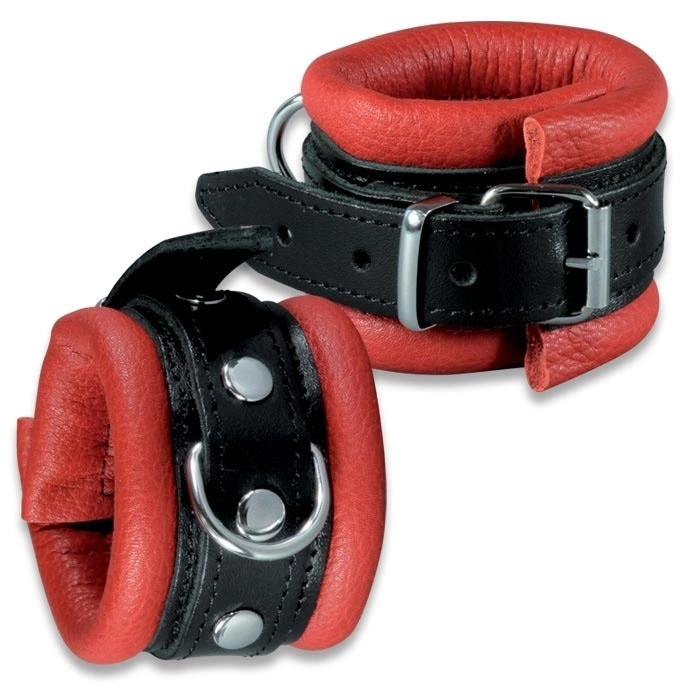 Saxos BDSM Toys Lederen Rood-zwart Gevoerde 5cm Hals- Pols- En Voetboeienset Van Saxos 7 Saxos BDSM Toys Lederen Rood-zwart Gevoerde 5cm Hals- Pols- En Voetboeienset Van Saxos - Afbeelding 5