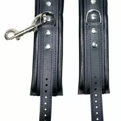 Zado Leather Fashion Luxe Smalle Zwarte Gevoerde Nappalederen Polsboeien Van ZADO -Bondage - Boeien Verkoopwinkel os 0100 2s