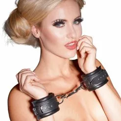 Zado Leather Fashion Luxe Smalle Zwarte Gevoerde Nappalederen Polsboeien Van ZADO -Bondage - Boeien Verkoopwinkel os 0100 2s model2