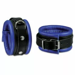 Saxos BDSM Toys Lederen Blauw-zwart Gevoerde 5cm Hals- Pols- En Voetboeienset Van Saxos -Bondage - Boeien Verkoopwinkel os 0100 3b