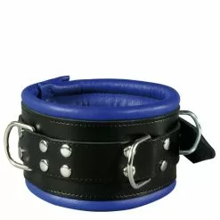 Saxos BDSM Toys Lederen 8cm Blauw-zwart Gevoerde Hals- Pols- En Voetboeienset Van Saxos -Bondage - Boeien Verkoopwinkel os 0102 1b 1