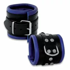 Saxos BDSM Toys Lederen Afsluitbare Polsboeien (Blauw) Os-0102-2bk -Bondage - Boeien Verkoopwinkel os 0102 2bk leather lockable wristcuffs blue 23160