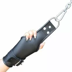 Saxos BDSM Toys Zware Lederen Gevoerde Bondage Hangboeienset Van Saxos -Bondage - Boeien Verkoopwinkel os lbhhr leather bondage hanging hand restraints 17787 1