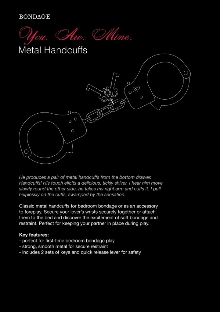 Rimba You Are Mine - Metal Handcuffs Uit De Officiële Fifty Shades Of Grey Collectie 7 Rimba You Are Mine - Metal Handcuffs Uit De Officiële Fifty Shades Of Grey Collectie - Afbeelding 5