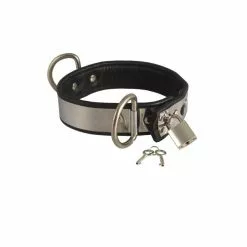 Halsband Van Leder / Metaal En Hangslot Van Rimba 7524 -Bondage - Boeien Verkoopwinkel ri 7522 leather collar with metal and padlock 25207