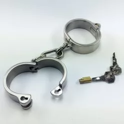 MAE-Toys Zware RVS Grof Gepolijste Pols Boeien Met Cylinderslot - Heren -Bondage - Boeien Verkoopwinkel stainless steel cuffs 2 1